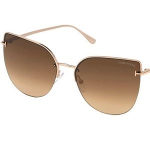 Like New Tom Ford Ingrid Cat Eye Metal Frame Sunglasses